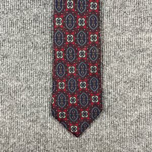 VTG Kenneth Gordon Tie 3.5" X 57" Red/Blue Geometric 100% Silk Made In USA